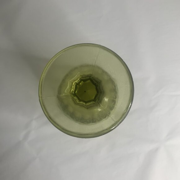 Glass Flower Vase Green Flowers Folded Pinched Top Stretched Glass 9 3/4" Tall - Picture 3 of 4